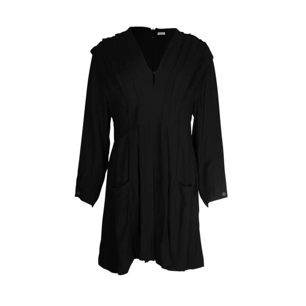 Sandro Paris Milene Pleated Crepe Mini Dress in Black Viscose